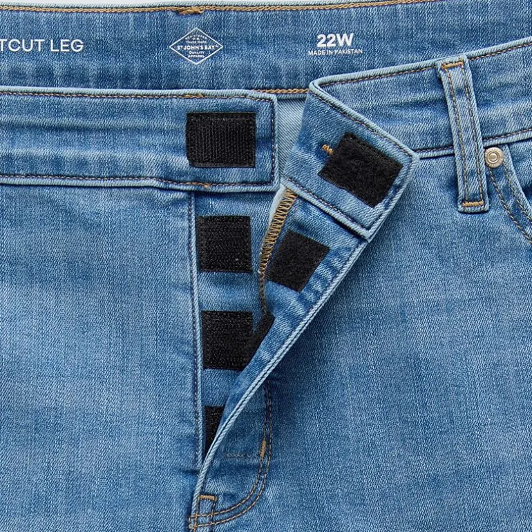 St. John's Bay Womens Plus Mid Rise Adaptive Bootcut Easy-on + Easy-off Jean