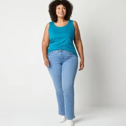 St. John's Bay Womens Plus Mid Rise Adaptive Bootcut Easy-on + Easy-off Jean
