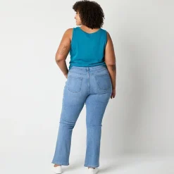 St. John's Bay Womens Plus Mid Rise Adaptive Bootcut Easy-on + Easy-off Jean
