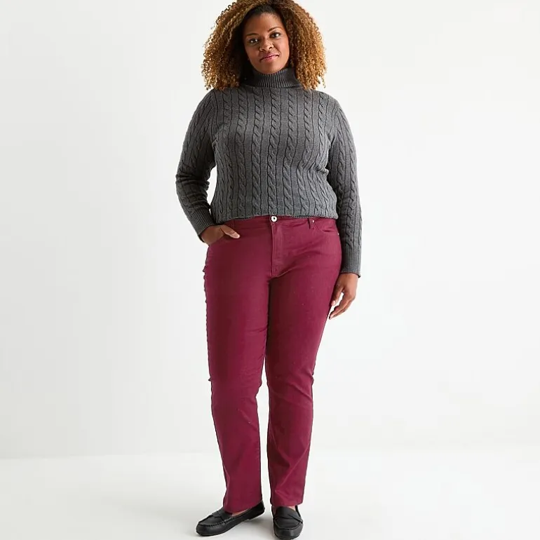St. John's Bay Womens Plus Mid Rise Straight Leg Jean