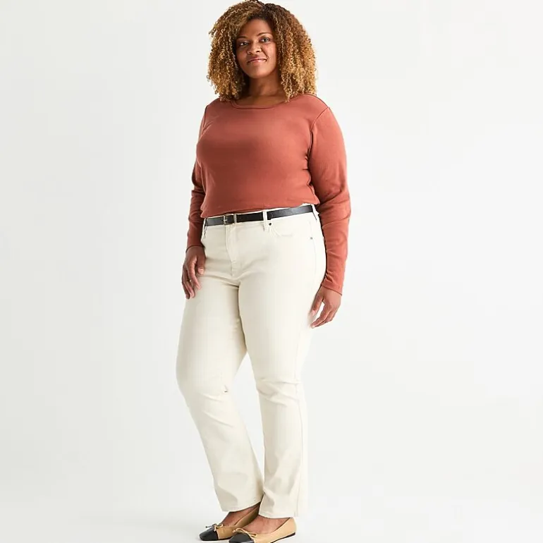 St. John's Bay Womens Plus Mid Rise Straight Leg Jean
