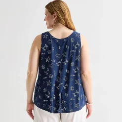St. John's Bay Womens Plus Round Neck Sleeveless Tank Top