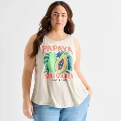 St. John's Bay Womens Plus Round Neck Sleeveless Tank Top