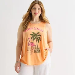 St. John's Bay Womens Plus Round Neck Sleeveless Tank Top