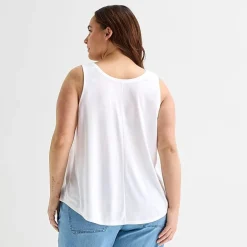 St. John's Bay Womens Plus Round Neck Sleeveless Tank Top