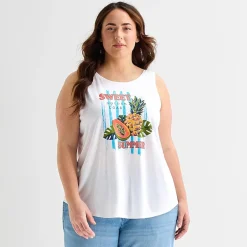 St. John's Bay Womens Plus Round Neck Sleeveless Tank Top