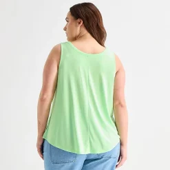 St. John's Bay Womens Plus Round Neck Sleeveless Tank Top