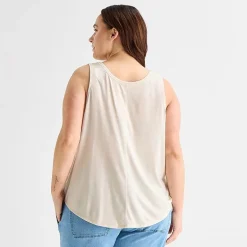 St. John's Bay Womens Plus Round Neck Sleeveless Tank Top