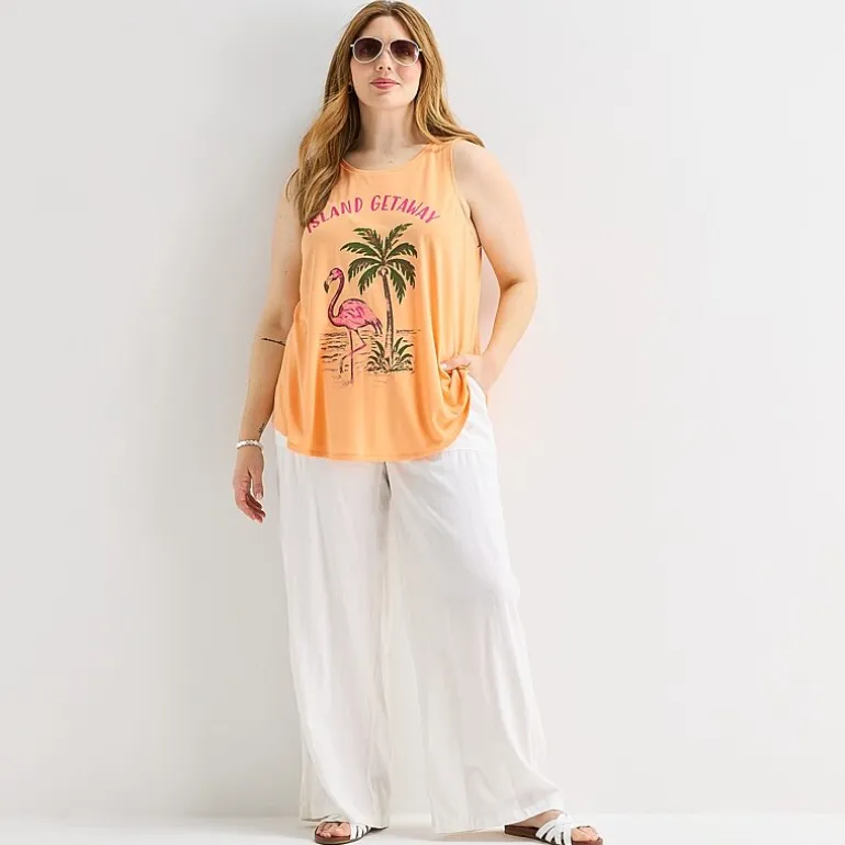 St. John's Bay Womens Plus Round Neck Sleeveless Tank Top