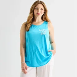 St. John's Bay Womens Plus Round Neck Sleeveless Tank Top