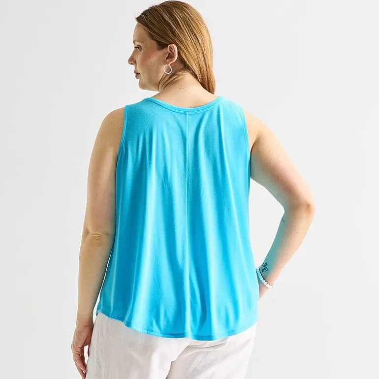 St. John's Bay Womens Plus Round Neck Sleeveless Tank Top