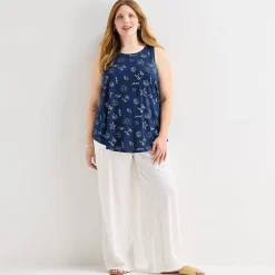 St. John's Bay Womens Plus Round Neck Sleeveless Tank Top