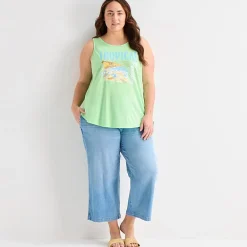 St. John's Bay Womens Plus Round Neck Sleeveless Tank Top