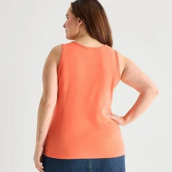 St. John's Bay Womens Plus Scoop Neck Sleeveless Tank Top