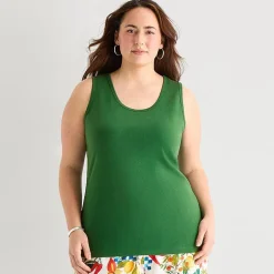 St. John's Bay Womens Plus Scoop Neck Sleeveless Tank Top