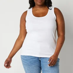 St. John's Bay Womens Plus Scoop Neck Sleeveless Tank Top