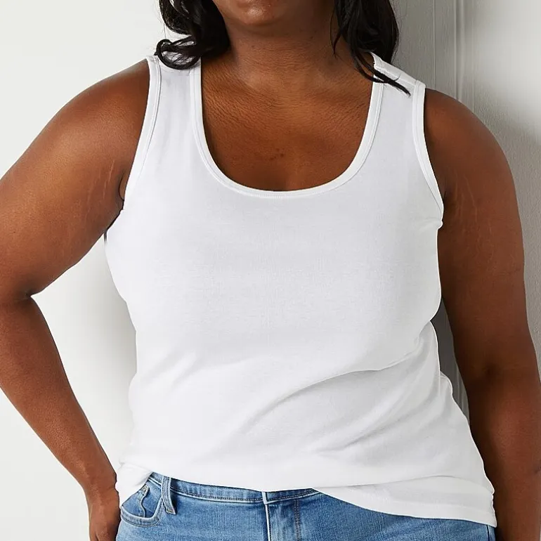St. John's Bay Womens Plus Scoop Neck Sleeveless Tank Top