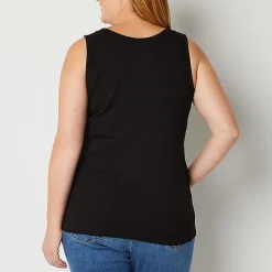 St. John's Bay Womens Plus Scoop Neck Sleeveless Tank Top