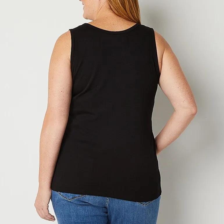 St. John's Bay Womens Plus Scoop Neck Sleeveless Tank Top