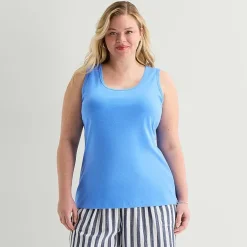 St. John's Bay Womens Plus Scoop Neck Sleeveless Tank Top