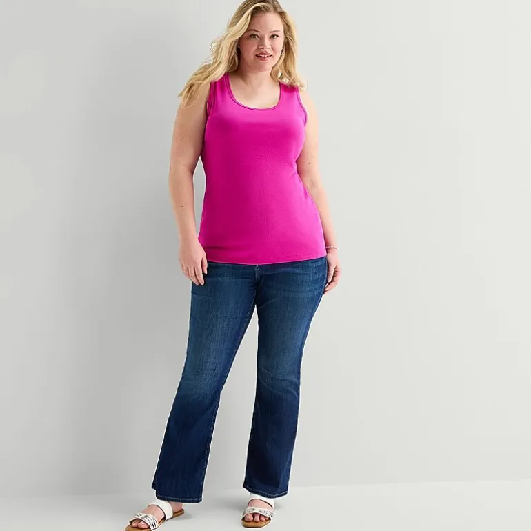 St. John's Bay Womens Plus Scoop Neck Sleeveless Tank Top