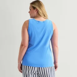 St. John's Bay Womens Plus Scoop Neck Sleeveless Tank Top