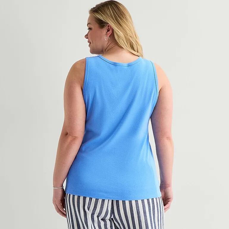 St. John's Bay Womens Plus Scoop Neck Sleeveless Tank Top