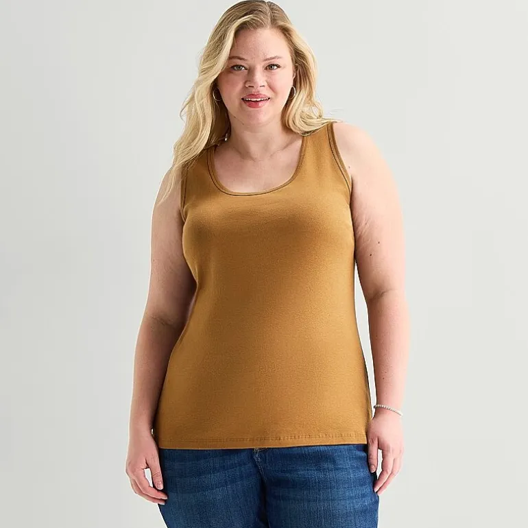 St. John's Bay Womens Plus Scoop Neck Sleeveless Tank Top