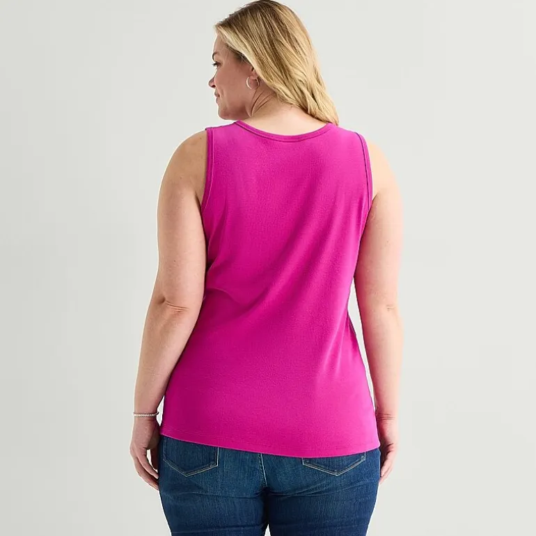 St. John's Bay Womens Plus Scoop Neck Sleeveless Tank Top
