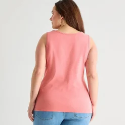 St. John's Bay Womens Plus Scoop Neck Sleeveless Tank Top