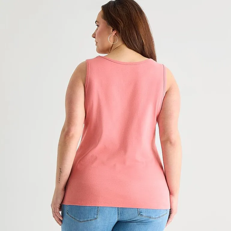 St. John's Bay Womens Plus Scoop Neck Sleeveless Tank Top