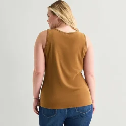 St. John's Bay Womens Plus Scoop Neck Sleeveless Tank Top