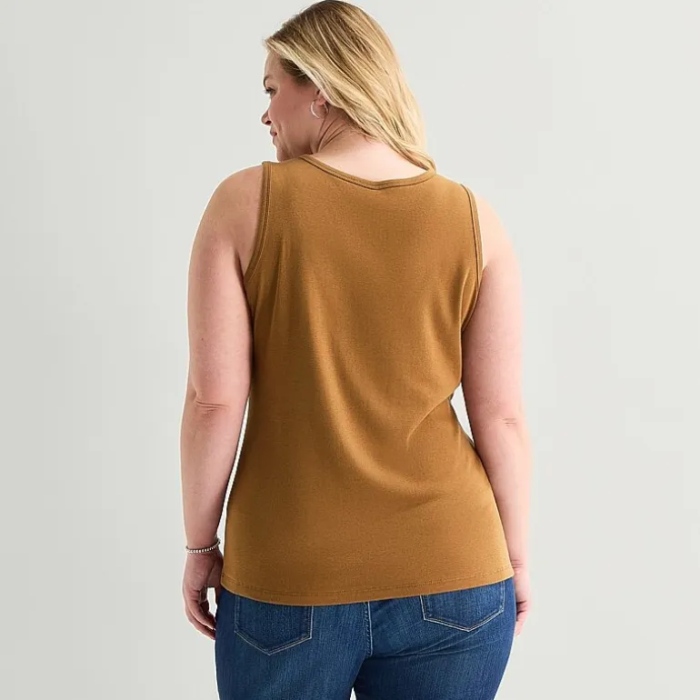 St. John's Bay Womens Plus Scoop Neck Sleeveless Tank Top