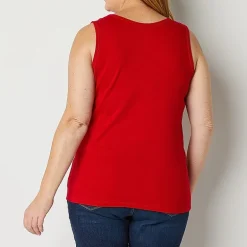 St. John's Bay Womens Plus Scoop Neck Sleeveless Tank Top