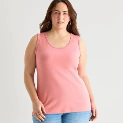 St. John's Bay Womens Plus Scoop Neck Sleeveless Tank Top