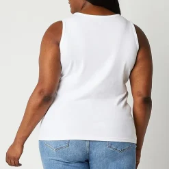 St. John's Bay Womens Plus Scoop Neck Sleeveless Tank Top