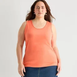 St. John's Bay Womens Plus Scoop Neck Sleeveless Tank Top