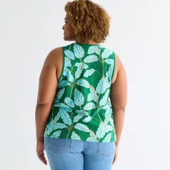 St. John's Bay Womens Plus Scoop Neck Sleeveless Tank Top