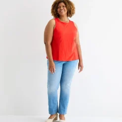 St. John's Bay Womens Plus Scoop Neck Sleeveless Tank Top