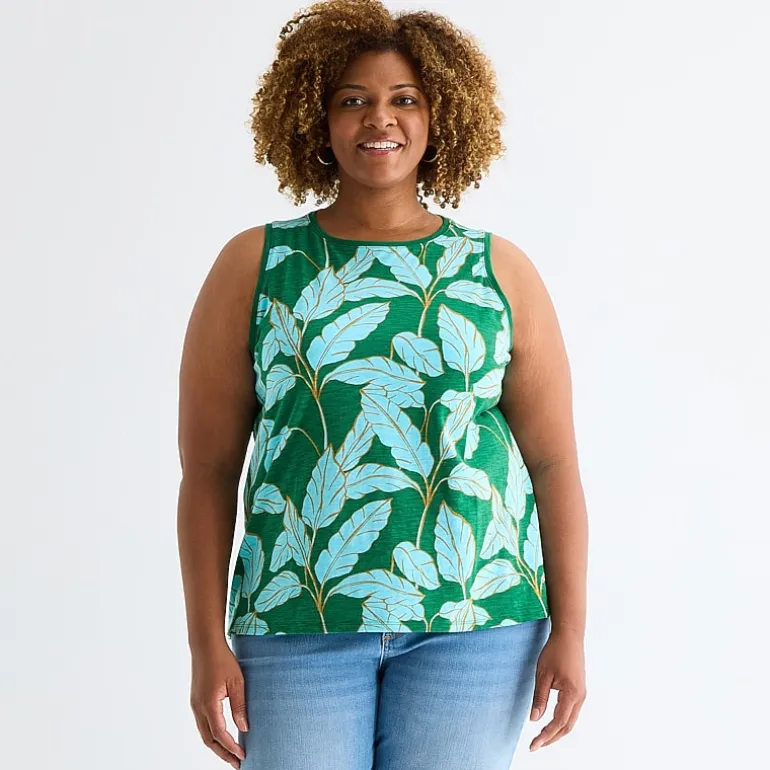 St. John's Bay Womens Plus Scoop Neck Sleeveless Tank Top