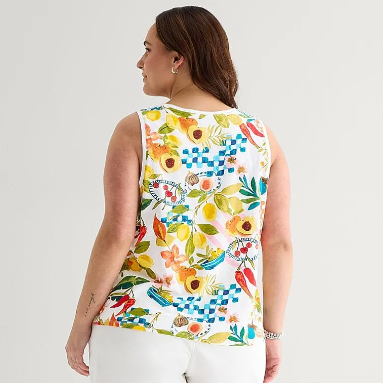 St. John's Bay Womens Plus Scoop Neck Sleeveless Tank Top