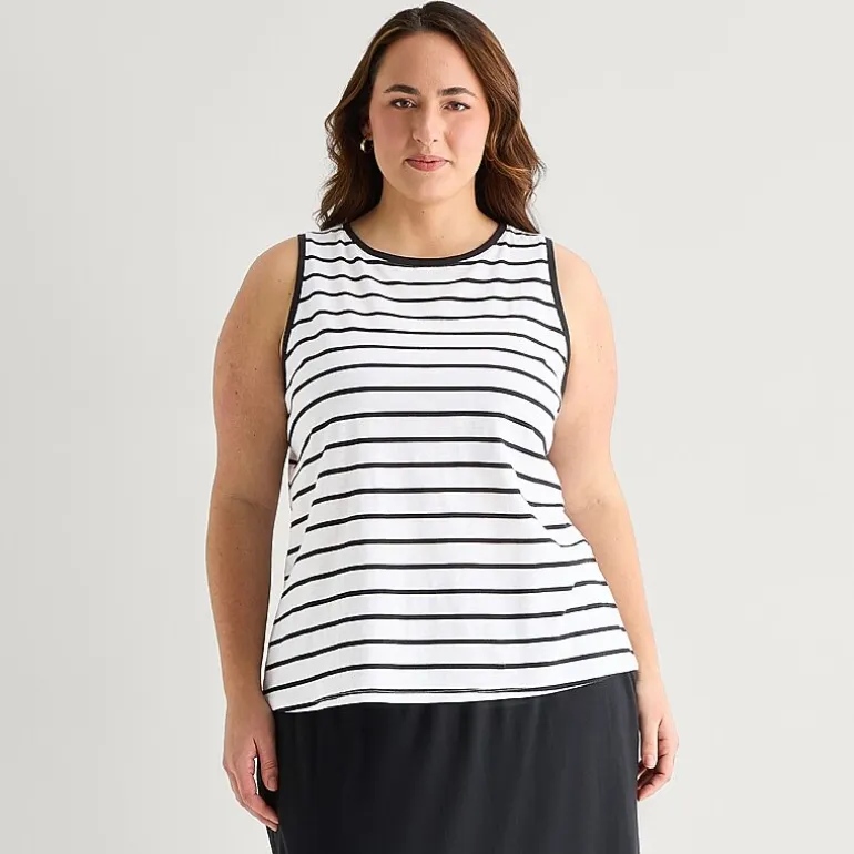 St. John's Bay Womens Plus Scoop Neck Sleeveless Tank Top