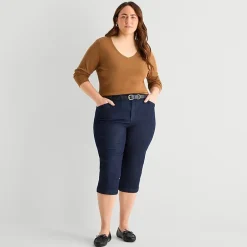 St. John's Bay Womens Plus Secretly Slender Skinny Mid Rise Capri Pant