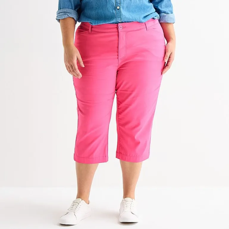 St. John's Bay Womens Plus Secretly Slender Skinny Mid Rise Capri Pant