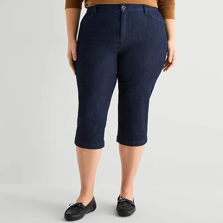 St. John's Bay Womens Plus Secretly Slender Skinny Mid Rise Capri Pant