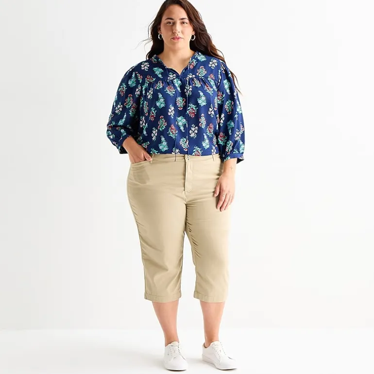 St. John's Bay Womens Plus Secretly Slender Skinny Mid Rise Capri Pant