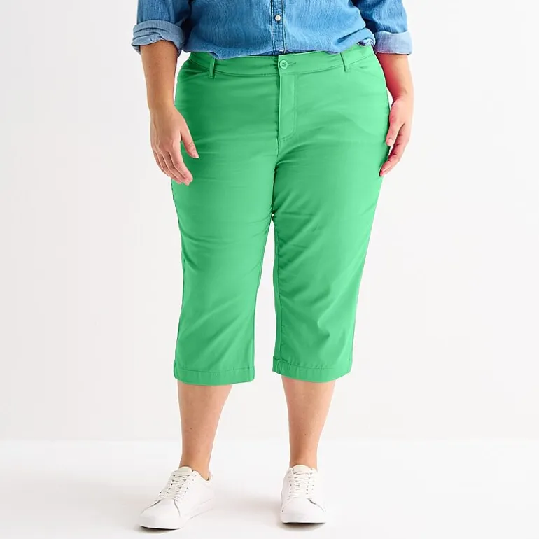 St. John's Bay Womens Plus Secretly Slender Skinny Mid Rise Capri Pant