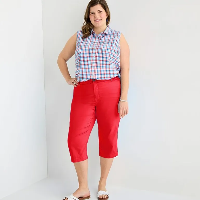 St. John's Bay Womens Plus Secretly Slender Skinny Mid Rise Capri Pant