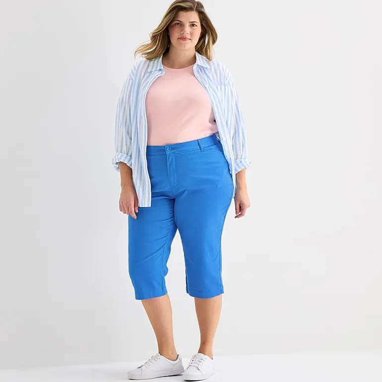 St. John's Bay Womens Plus Secretly Slender Skinny Mid Rise Capri Pant