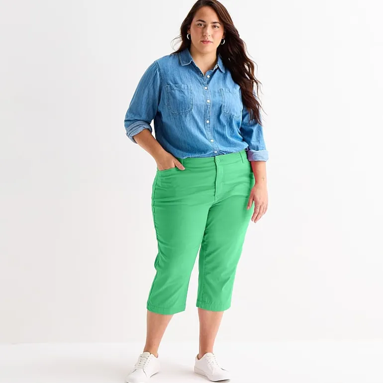 St. John's Bay Womens Plus Secretly Slender Skinny Mid Rise Capri Pant